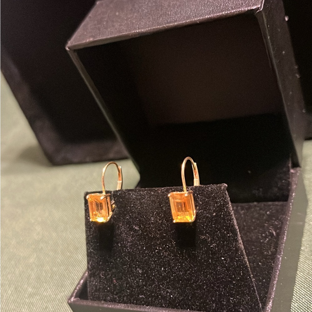 Jared 14k fl Gold Earrings with Orange citrine lever backs